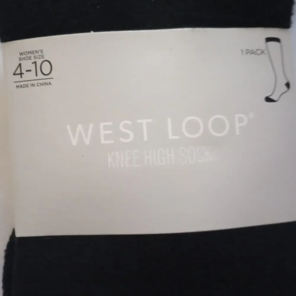 NWT West Loop Thick Knee High Black Socks sz 4-10 Womens Soft Comfort